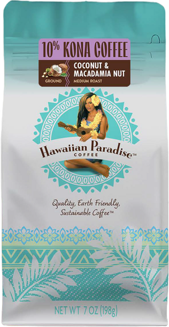 하와이안파라다이스커피 하와이 코나 코코넛 마카다미아넛 분쇄 커피, 198g, 1개, 핸드드립(중간)