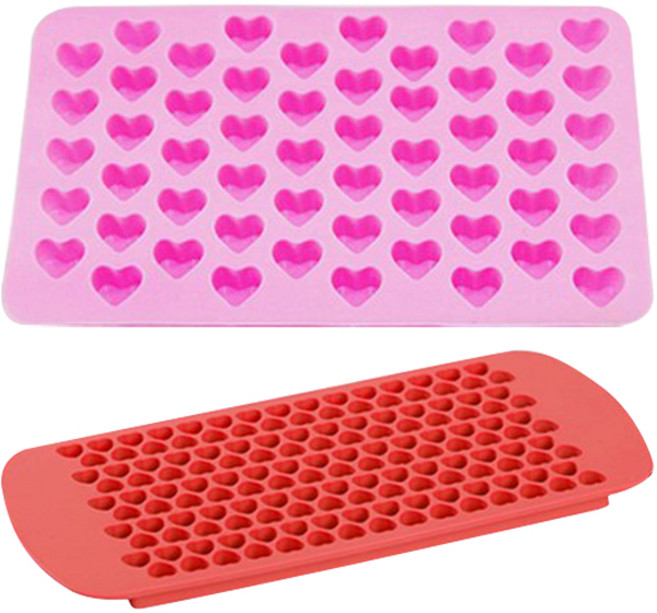 미니하트 실리콘몰드 아이스트레이 150구 + 55구 세트, 1세트, 레드(150구 얼음틀), 핑크(50구 얼음틀)