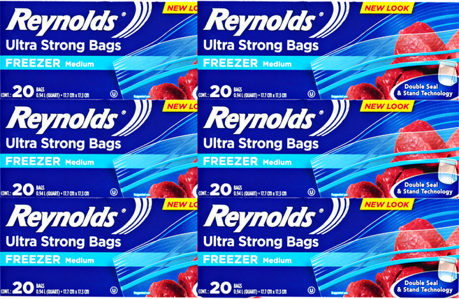 Reynolds 冷凍用雙層夾鏈分裝袋, 中(M), 6盒
