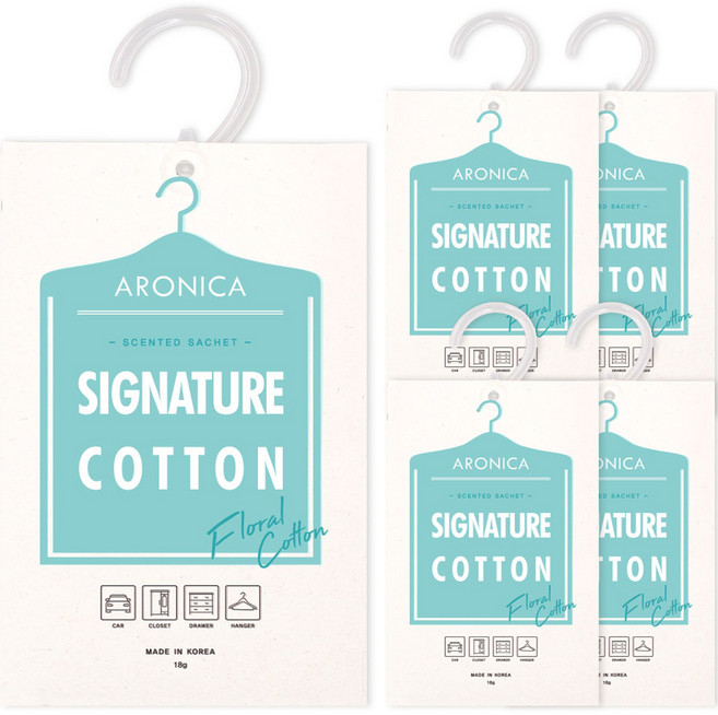 데이필데이 샤쉐 옷장방향제 + 물음표고리, 18g, 5개, 시그니처코튼