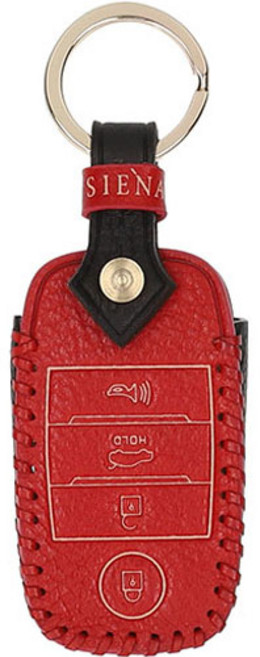 오시에나 차 키케이스 스마트 가죽 피렌체 키홀더, 레드블랙, 기아 A 4버튼