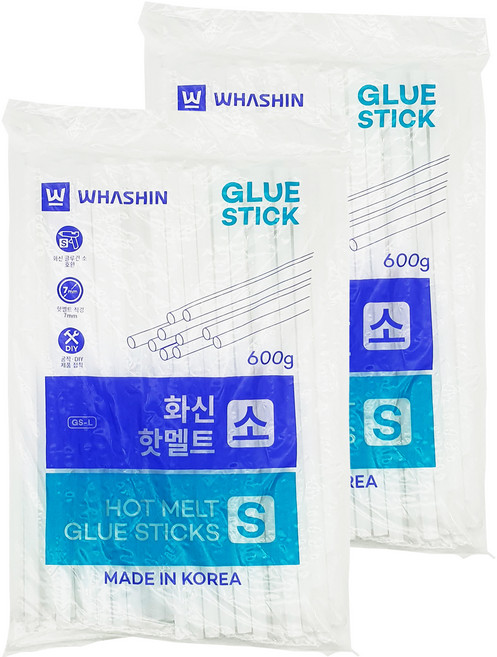 화신 핫멜트 글루 스틱 소 7mm 600g, 2개
