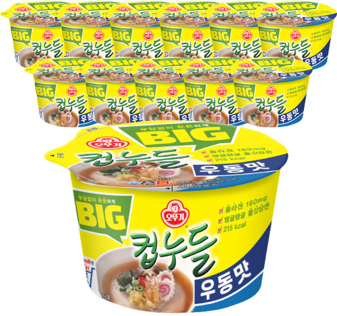 오뚜기 빅컵누들 우동맛 61.5g, 12개