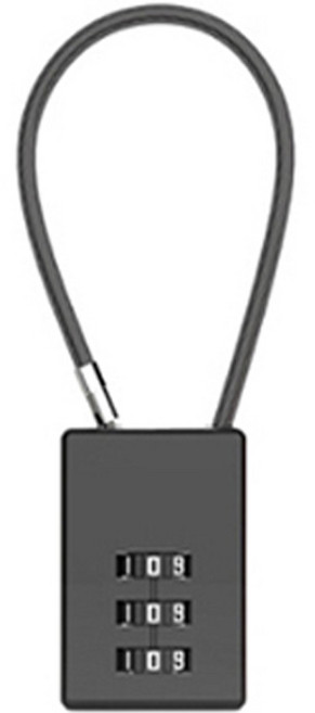 트래블큐브 스퀘어 스테인레스 코팅케이블 3 다이얼 자물쇠 블랙, 1개