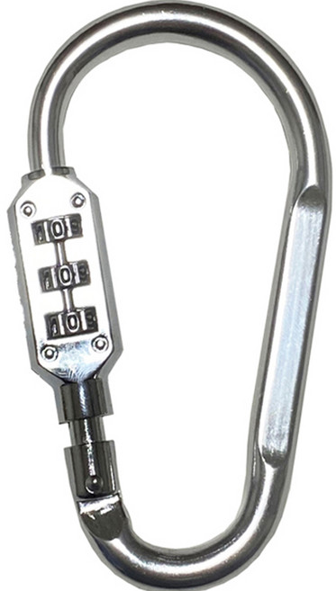 트래블큐브 컬러 잠금 카라비너 3다이얼 자물쇠 중형 실버, 1개