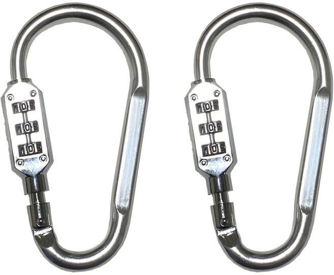 트래블큐브 컬러 잠금 카라비너 3다이얼 자물쇠 중형 실버, 2개