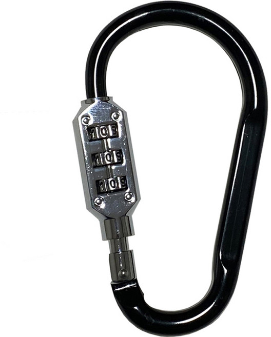 트래블큐브 컬러 잠금 카라비너 3다이얼 자물쇠 특대형 블랙, 1개