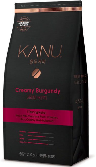 카누 원두 커피 크리미 버건디, 홀빈(분쇄안함), 200g, 1개