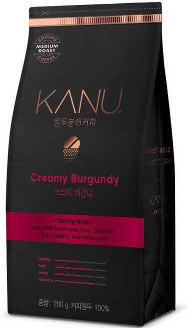 카누 원두 분쇄 커피 크리미 버건디, 핸드드립(중간), 200g, 1개