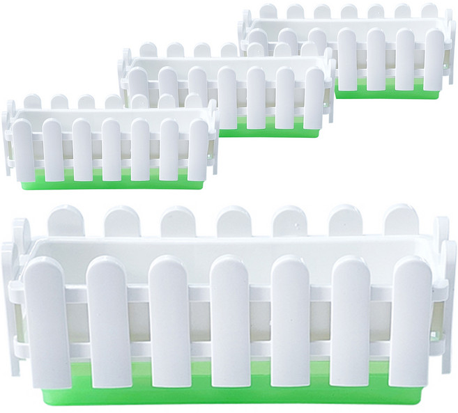 저면관수 다용도 직사각 울타리 화분 4p, 화이트그린, 1개