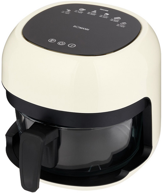 보만 글래스팝 유리 에어프라이어 4L, AF41EG1I, 화이트베이지