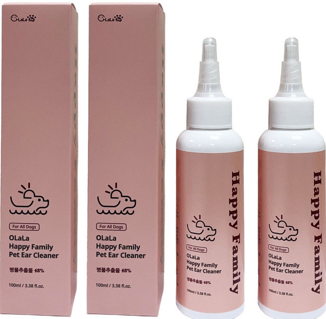 오랄라 반려동물 해피 패밀리 펫 귀세정제, 100ml, 2개