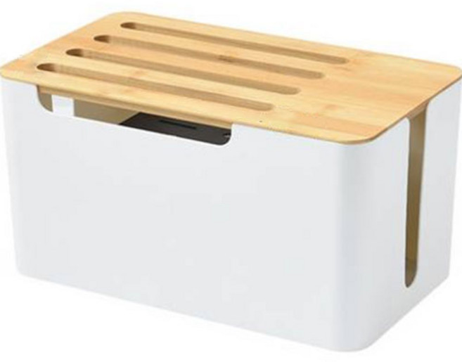 레디박스 심플 우드커버 공유기 멀티탭 전선 정리함, 화이트, 1개