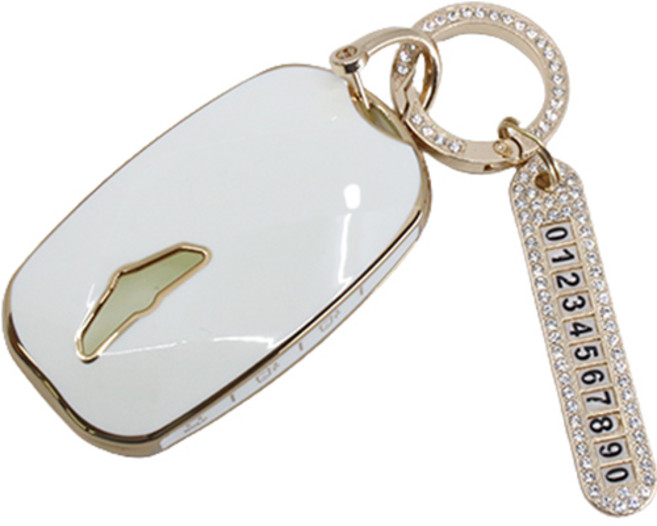 루젠 자동차 스마트 TPU 키케이스 + 큐빅링 + 번호판 세트, 크림화이트, 제네시스04