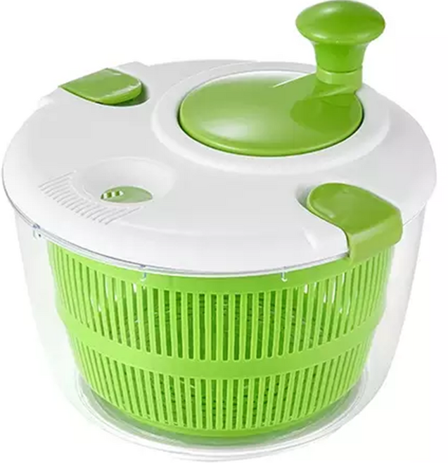 퀸스리빙 대용량 야채탈수기 4L, 화이트 + 그린, 1개