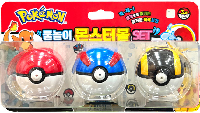 PoKeMoN 寶可夢 噴水玩具球組 3顆入, 混色, 1組
