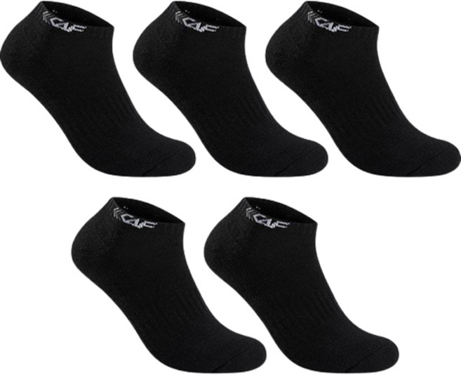 LECAF 男士運動氣墊標準舒適版型運動襪5雙組, 黑色 + 白色