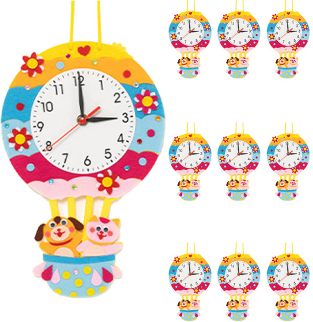 민화샵 교육용 벽걸이 시계 만들기 열기구 UDOFB0442, 혼합색상, 10개