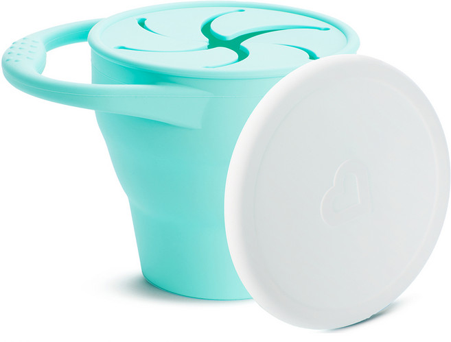 먼치킨 실리콘 폴딩 아기 스낵컵 + 뚜껑 세트, 민트, 1세트