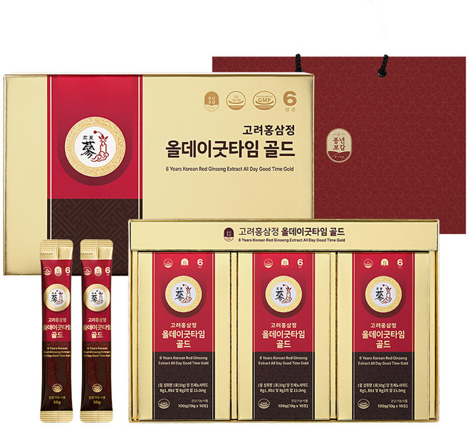 풍년보감 6년근 고려홍삼정 올데이굿타임 골드 30포 세트 + 쇼핑백, 300g, 1세트