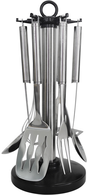 제니얼 일루쏘 조리도구 7종 세트 557, 국자 중 + 사각 뒤지개 + 거품기 + 스푼 + 감자으깨기 대 + 포크, 실버, 1개