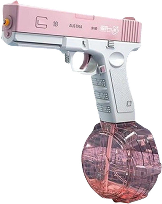 GLOCK 자동펌프 드럼물총 + 대용량 탄창 세트, 핑크