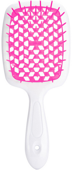 리빙홈디테일 볼륨 헤어브러쉬, 화이트핸들 + 로즈레드, 1개