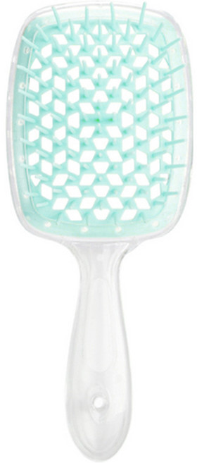 리빙홈디테일 볼륨 헤어브러쉬, 투명핸들 + 그린, 1개