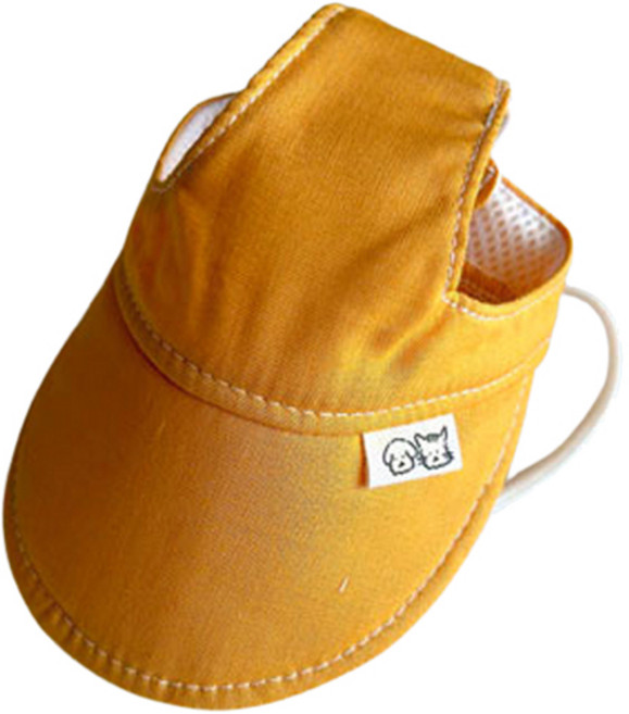 개달당 와츄원 컬러 강아지 선캡 모자, 옐로우