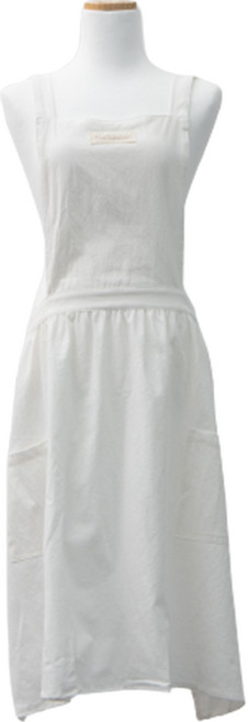 하이어데코 린넨 단색 원피스형 앞치마, 화이트, 1개