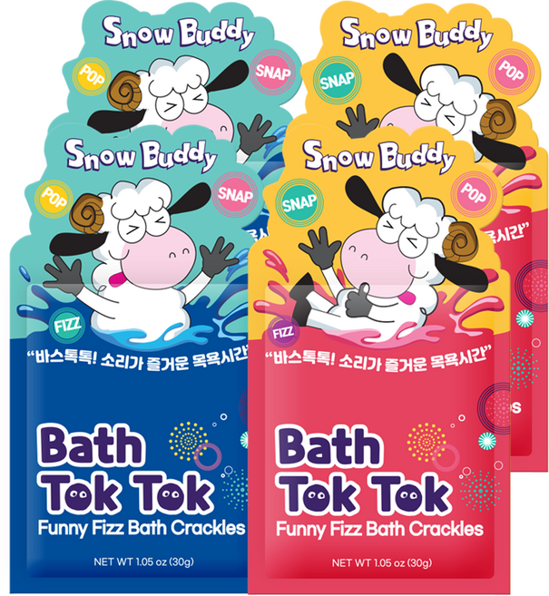 스노우버디 바스톡톡 소리나는 입욕제 2종 세트 무향 블루 핑크, 30g, 4개