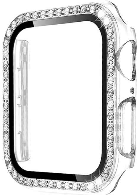 이츠라이프 애플워치 큐빅 풀커버 강화유리 스퀘어 케이스 40mm, 투명, 1개