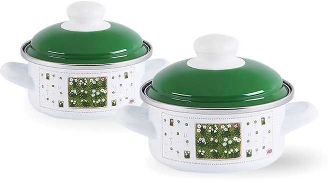 ELO 인덕션 글뤽스블룸 법랑 양수냄비세트 2개, 혼합색상, 1세트, 16cm + 24cm