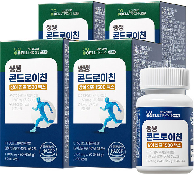 이너랩 쌩쌩 콘드로이친 상어연골 1500 맥스, 60정, 4개