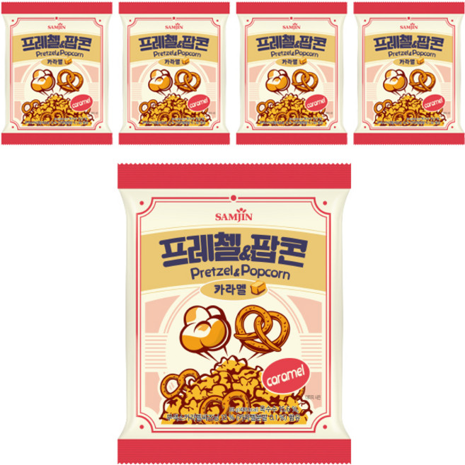 삼진 프레첼 & 팝콘 카라멜, 85g, 5개