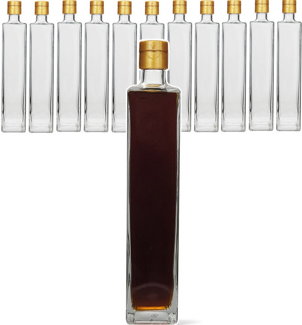 미르코리아 슬림사각 하바리움 유리병 똑딱이캡, 500ml, 12개