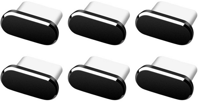 핫데이썸 C타입 충전 단자 보호캡, 블랙, 6개