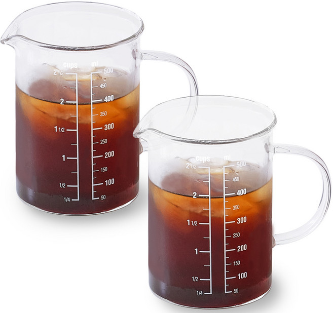 리본제이 비커 유리 계량컵, 500ml, 2개