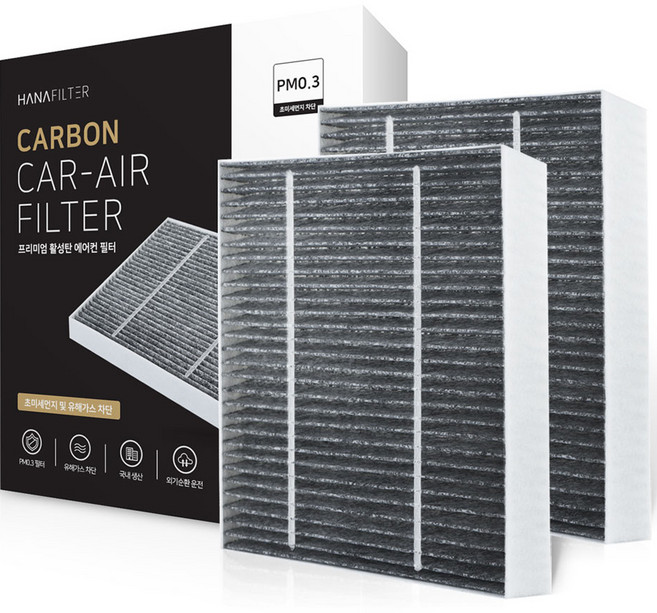 하나필터 PM0.3 고급 활성탄 자동차 에어컨 필터, K-11, 2개