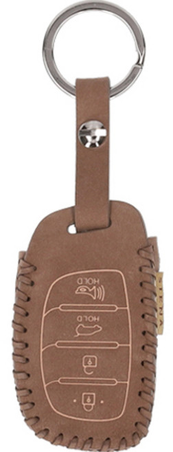 오시에나 뉴세미럭셔리 자동차 가죽 스마트키 키홀더, 베이지, 현대C(4버튼)