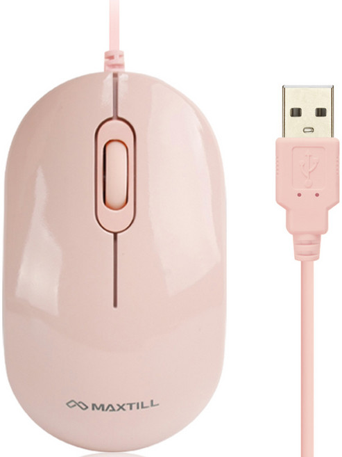 맥스틸 무소음 USB 마우스, MO-M101U, 핑크