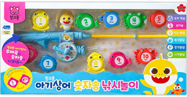 대영토이즈 핑크퐁 아기상어 숫자송 낚시놀이, 혼합색상, 1개