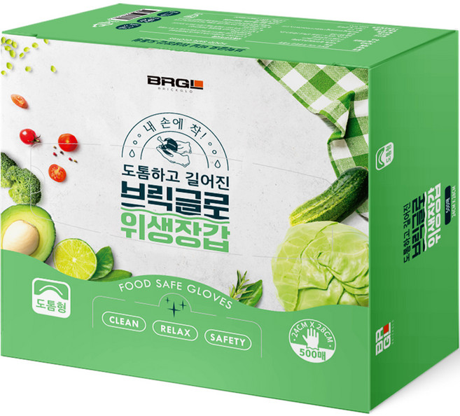브릭글로 엠보싱 비닐 위생장갑 도톰형, 500개입, 1개