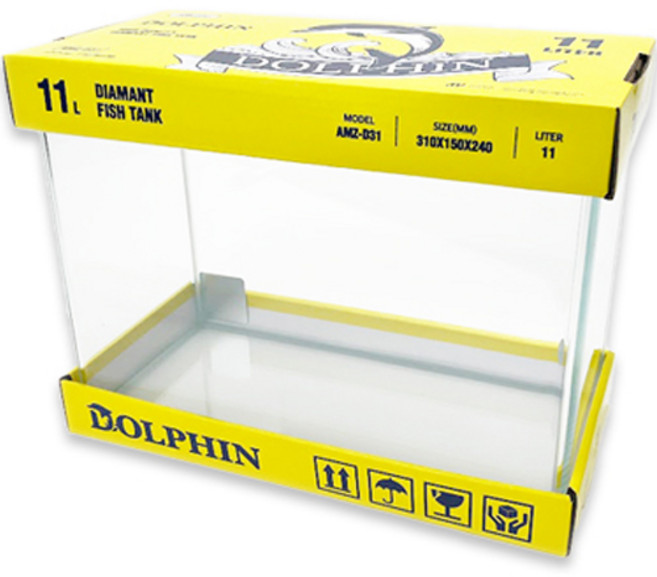 돌핀 올디아망 곡사각 오픈형 어항 11L AMZ D-31, 투명, 1개