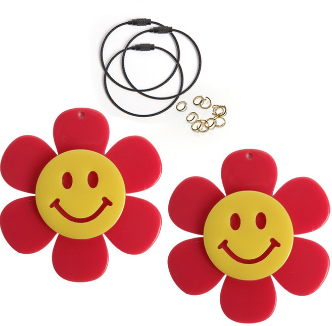 브랜드얀 아크릴참 유광 스마일꽃 2p + 와이어링 3p + 오링 10p 세트, 핫핑크(스마일꽃), 와이어링(블랙), 1세트