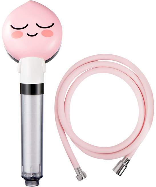 DAELIM BATH Kakao Apeach款濾芯蓮蓬頭+蓮蓬頭軟管組, 粉色, 1組