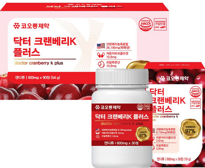 코오롱제약 닥터 크랜베리 K 54g, 30정, 3개
