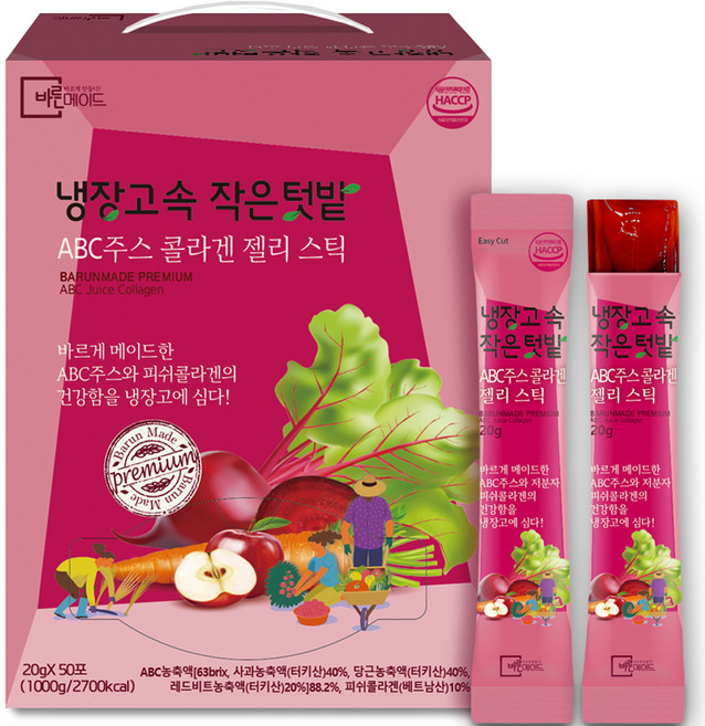 바른메이드 냉장고속 작은텃밭 ABC 주스 콜라겐 젤리 스틱 50p, 1kg, 1개