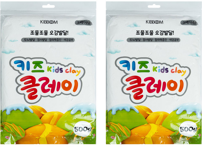 키즈 클레이 2p, 흰색, 500g, 1세트