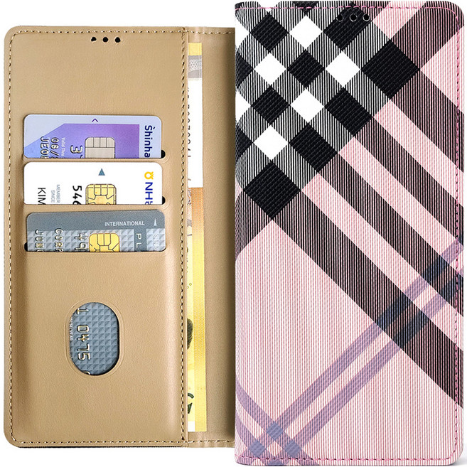 워너프 슬림 체크 플립 커버 휴대폰 케이스